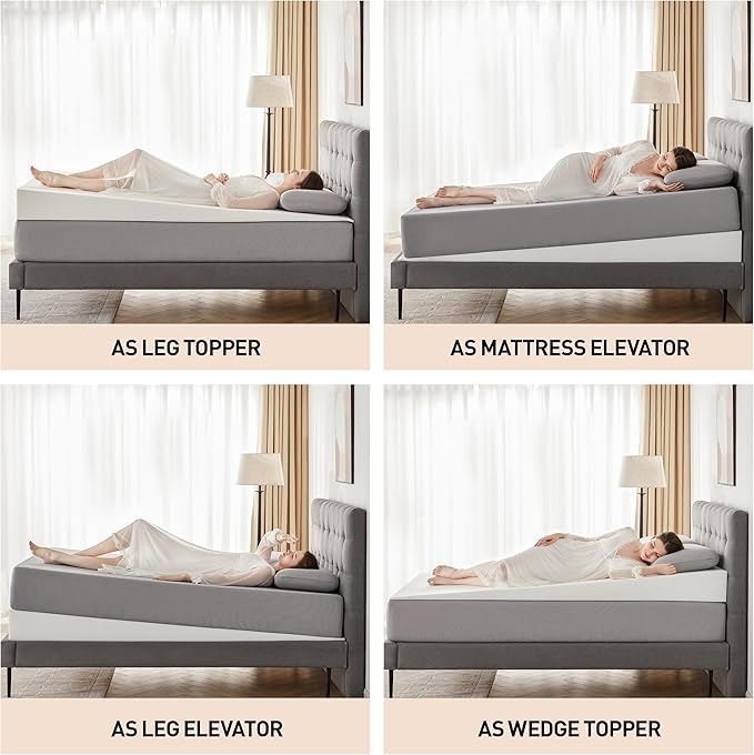 Mattress Wedge Only, 7-Inch King Inclined Bed Wedge Mattress Topper for Acid Reflux, GERD, Neck & Back Pain, Snoring, Adjustable Elevator Under Mattress Support for Bedroom
