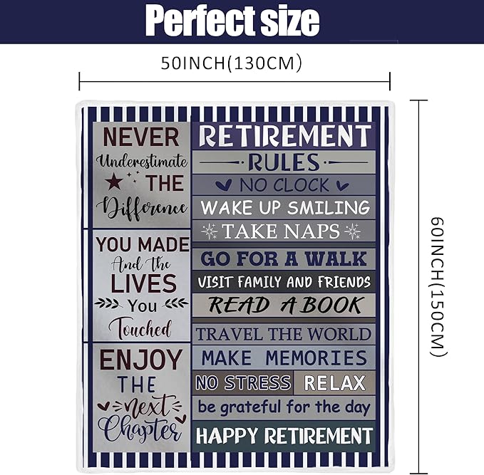 Retirement Gifts for Men Throw Blanket, Retired Gift for Dad, Grandpa, Coworker, Retirees, Happy Retirement Decoration - Coworker Leaving Farewell Going Away for Friends, Retired Blanket 50"X60"