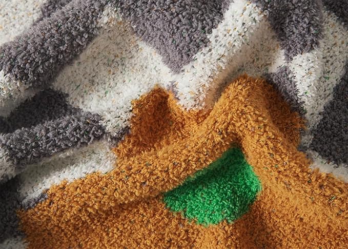 YIRUIO Checkered Throw Blankets Checkerboard Chessboard Warmer Comfort Super Soft Shaggy Cozy Decor for Home Bed Couch (Orange Floral, 51''x63'')