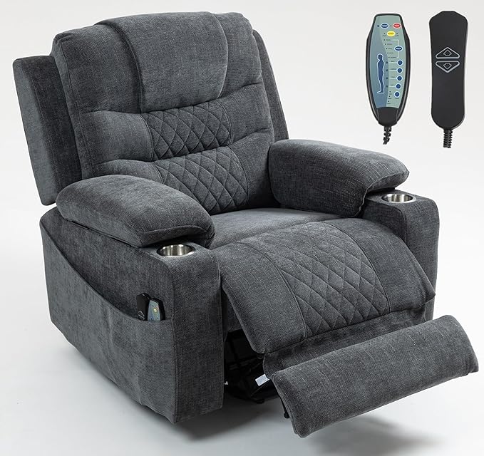 Infinite Position Lay Flat Lift Chairs Recliners for Elderly, Oversized Power Lift Heavy Duty Wide Recliner Chair 400lb, Extended Foot Rest, Armrest Storage, Cup Holders for Big Tall Man