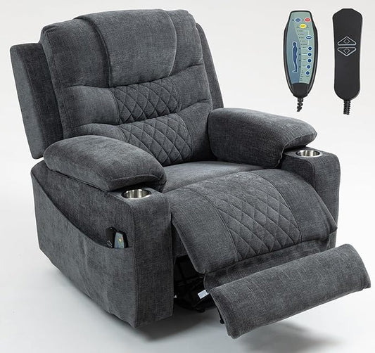 Infinite Position Lay Flat Lift Chairs Recliners for Elderly, Oversized Power Lift Heavy Duty Wide Recliner Chair 400lb, Extended Foot Rest, Armrest Storage, Cup Holders for Big Tall Man