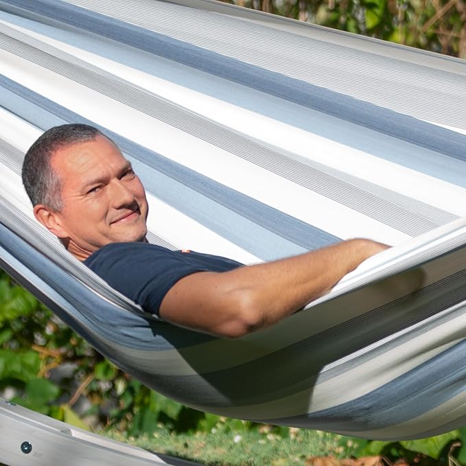 LA SIESTA Brisa Classic Hammock, Handmade, Weather-Resistant, Tear-Resistant Hammock for Indoor & Outdoor Relaxation, Size-King - Sea Salt
