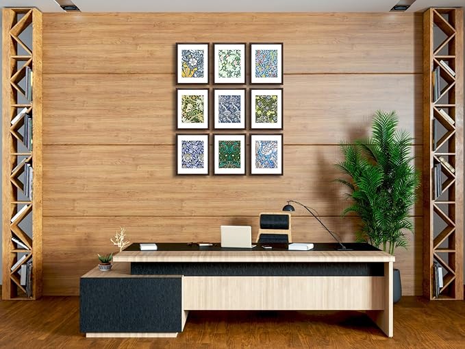 11x14 Picture Frame Set of 9 for Pictures 8x10 with Mat or 11x14 Without Mat, Wall or Tabletop Gallery Photo Frames Walnut