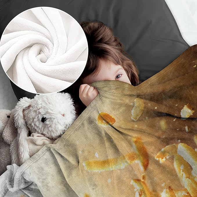 French Fry Blanket for Women Adults, Flannel French Fry Blankets Gifts, French Fry Throw Blanket for Sofa Bed Living Room Soft Warm Cozy French Fry Decor 80" x 60"