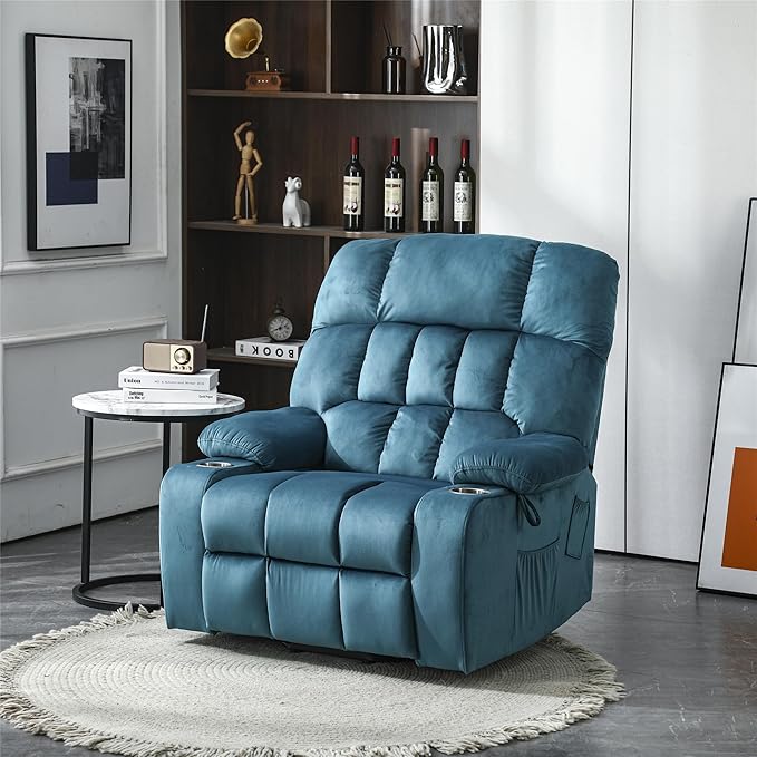 Heavy Duty Recliner Chairs with Cup Holders for Adults Big and Tall, Oversized Power Recliner Lift Chair for Elderly, Heat and Massage, Stand Up, Lay Flat 160 Degree Sleeping