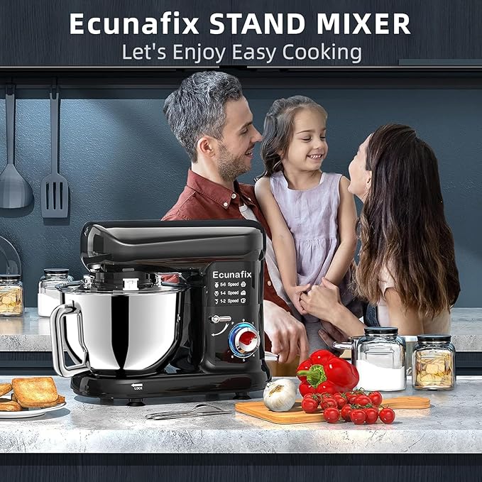 Kitchen Stand Mixer, 6.5Qt Household Stand Mixers, 660W 6+P Speed Tilt-Head Electric Dough Mixer, Food Mixers for Daily Use with Dough Hooks, Whisk, Beater