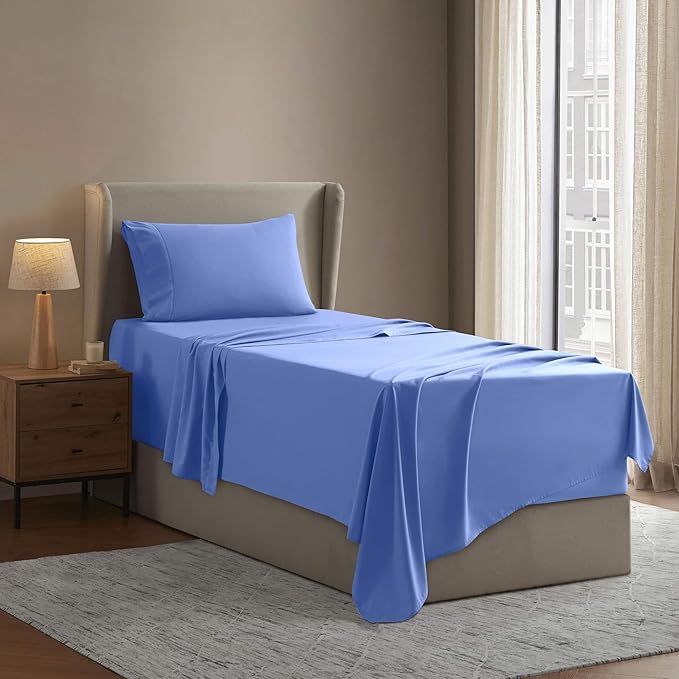 Nestl Bed Sheet Set, Twin XL, 3 Piece, Deep Pocket, Hotel Luxury, Extra Soft, Breathable, Calm Blue
