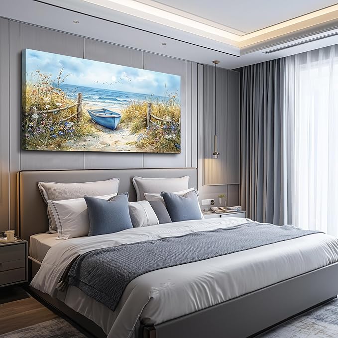 PHAOHUAXM Large Canvas Wall Art For Living Room Bedroom Wall Decor Home Office Beach And Ocean Landscape Painting Room Bathroom Dining Room Prints Artwork Picture Wall Home Decoration 20x40 In