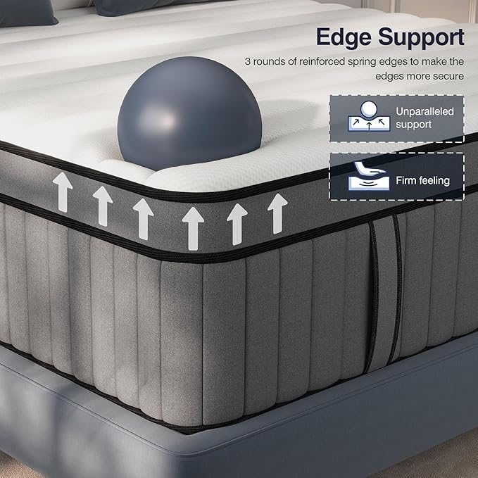 DIFAME Twin Size Mattress,12 inch Twin Mattress in a Box,Hybrid Mattresses with Gel Memory Foam & Pocket Springs, Pressure Relief, Cooling, Enhanced Edge Support,Firm