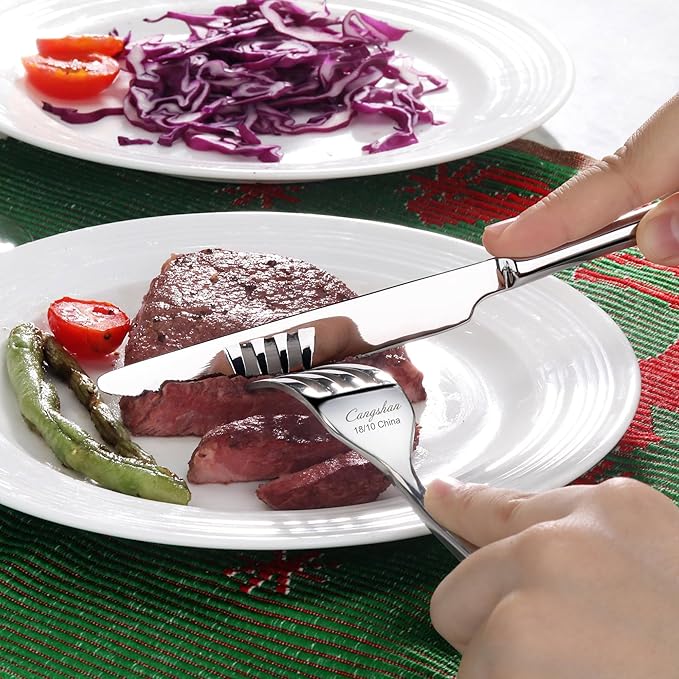 Cangshan RAIN II Flatware Set, Stainless Forged, Window Box, Metallic Finish (47-Piece)