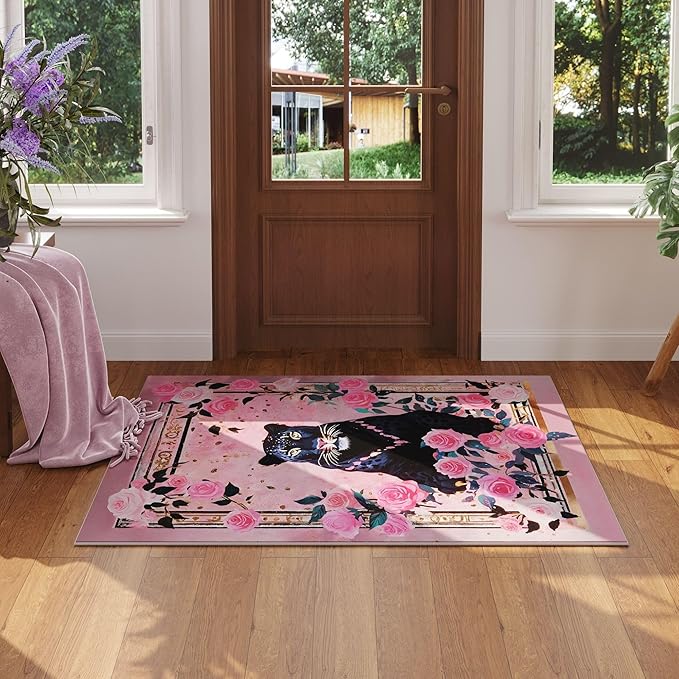 Door Mat Indoor Entrance 2x3 Rug Machine Washable Retro Lavish Leopard Animal Small Area Rug Non-Slip Low Pile Throw Rugs for Entryway, Kitchen, Front Door Indoor Entrance, Entry, Kids Room