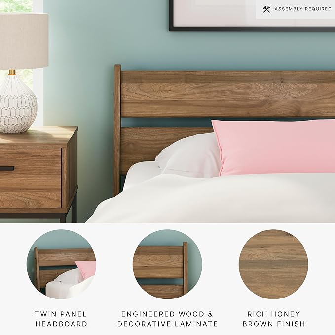 Signature Design by Ashley Deanlow Rustic Panel Headboard, Twin, Light Brown