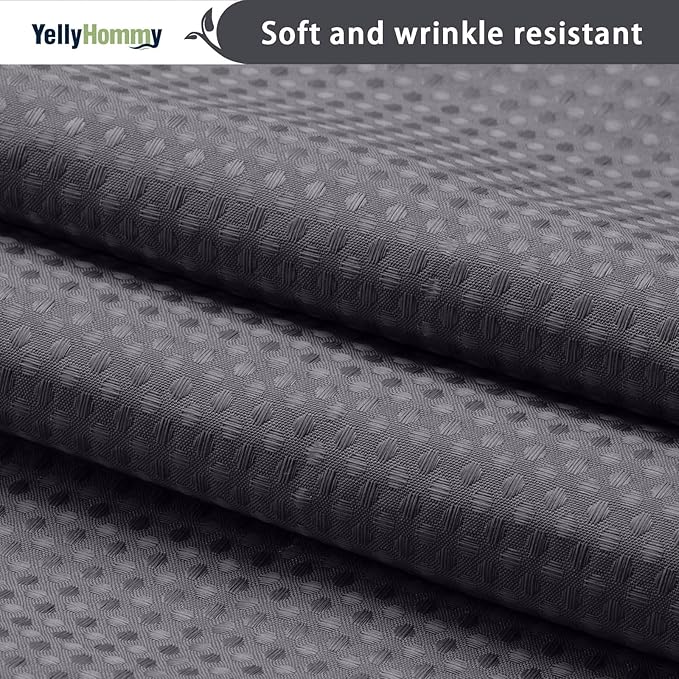 YellyHommy No Hook Shower Curtain with Snap in Liner Set Less Time Dark Grey Waffle Shower Curtain for Bathroom 75" L x 72" W