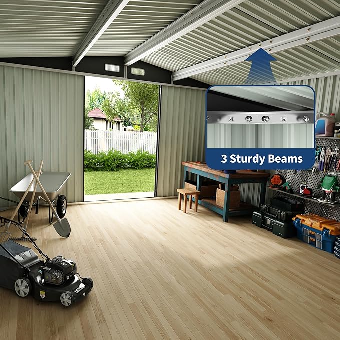 8x10 FT Metal Storage Sheds Outdoor, MetalTool Shed with Lockable Door, MetalYard Sheds Garden Shed Kit, Metal UtilitySheds Buildings with Air Vent for Backyard Garden Patio Lawn