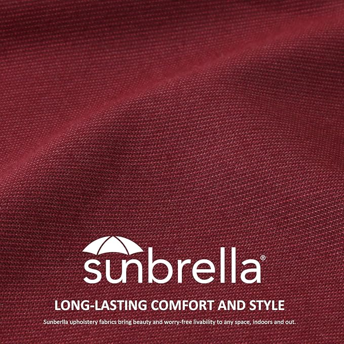 Outdoor Sunbrella Decorative Throw Pillow Covers Only, Pack of 4, 17"x17" & 20"x12" Water Repellent Replacement Lumbar Pillow Case for Patio, Couch, Sofa and Patio Furniture, Spectrum Ruby