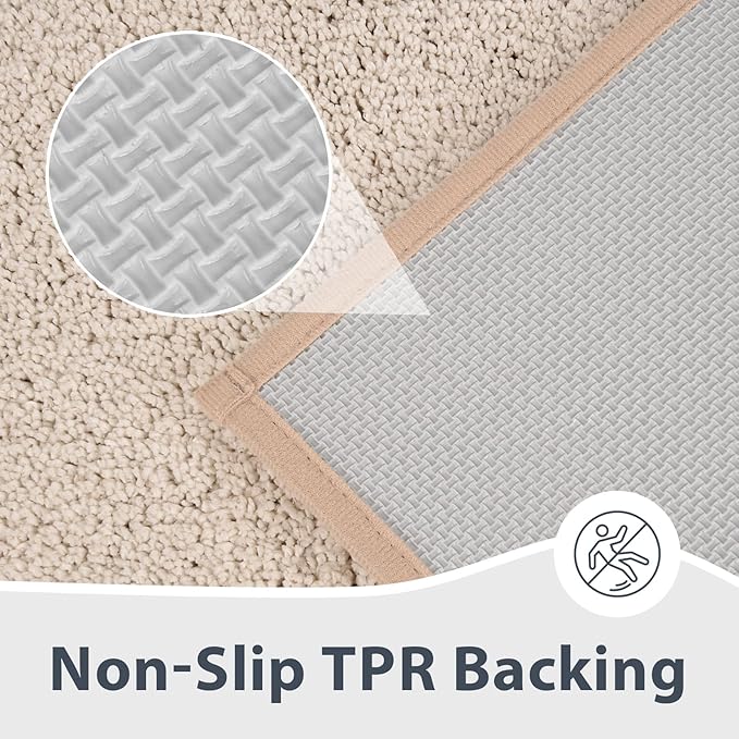 Bathroom Rugs 20" x 30", Non-Slip Extra Soft Absorbent Bath Rugs, Machine Washable Quick Dry Bath Mats for Bathroom Floor, Shower, Bathtub and Sink, Beige & Grayish Brown