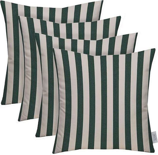 RSH DECOR: Sunbrella Square Throw Pillows Set of 4 | 20" x 20" | Water and Fade-Resistant Performance Fabric | Outdoor Pillow Covers with Down-Alternative Inserts | Mason Forest Green