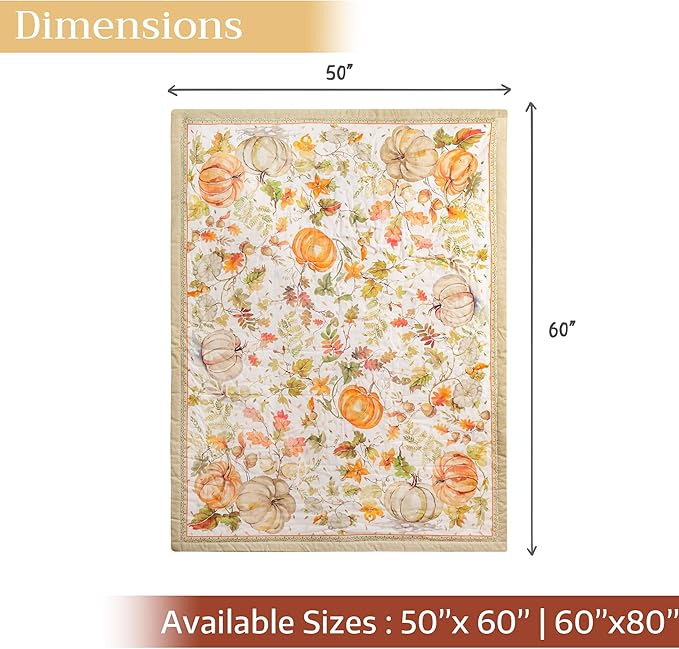 Maison d' Hermine Throw Blanket for Couch Lightweight Soft Warm Breathable Cotton Throw Blankets for Bed Girls Boys Women Men Gifts Sofa Travel Living Room Chair Bedding (50"x60", Pumpkin Passion)