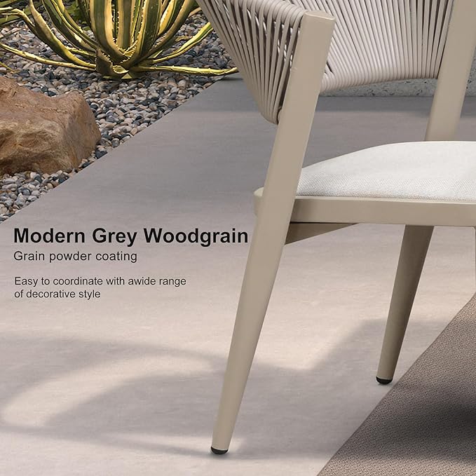 PURPLE LEAF 8-Piece Patio Dining Set Outdoor Furniture Rectangular Table and Chairs Set with Aluminum Frame and Wicker Rattan for Garden Deck Backyard Kitchen Champagne Outdoor Set