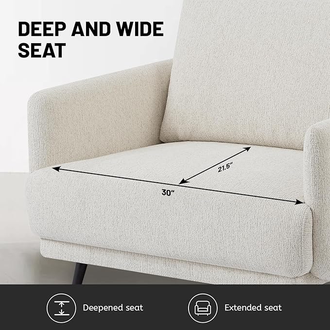 Oversized Accent Chair Set of 2 for Living Room Chairs Reading Arm Chair Comfy Modern Single Sofa Side Chairs with Metal Legs & Soft Cushion for Bedroom, Balcony,Waiting Room (Chenille, Oatmeal)