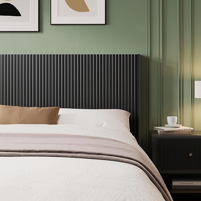 80.3" Wide Wooden Headboards King Size, Modern Wood Headboard King Size Headboard Only, Farmhouse Head Board Only, Wall Mounted Head Board, Boho Headboards, Black