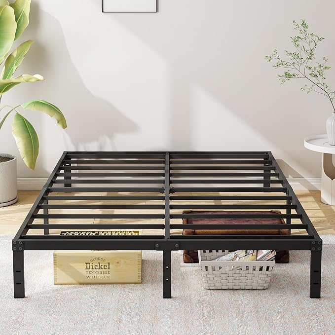 10 Inch King Size Bed Frame, Platform Metal Bed Frame King Heavy Duty Steel Slat Mattress Foundation, No Box Spring Needed, Easy Assembly, Noise-Free, Black