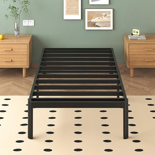 14 Inch Twin XL Bed Frames with Rounded Corner Legs, 1000 LBS Heavy Duty Metal XL Twin Platform No Box Spring Needed, Noise Free, Easy Assembly, Black