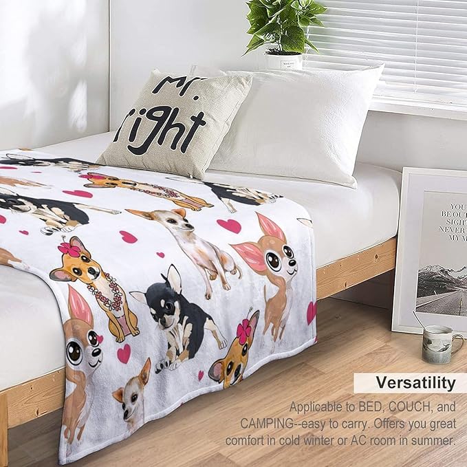 Chihuahua Dog Blanket Chihuahua Gifts for Girls Women Chihuahua Lovers Chihuahua Throw Blanket Kids Adults Soft Warm Cozy Fleece Blanket for Couch Sofa Bed 40"x50"