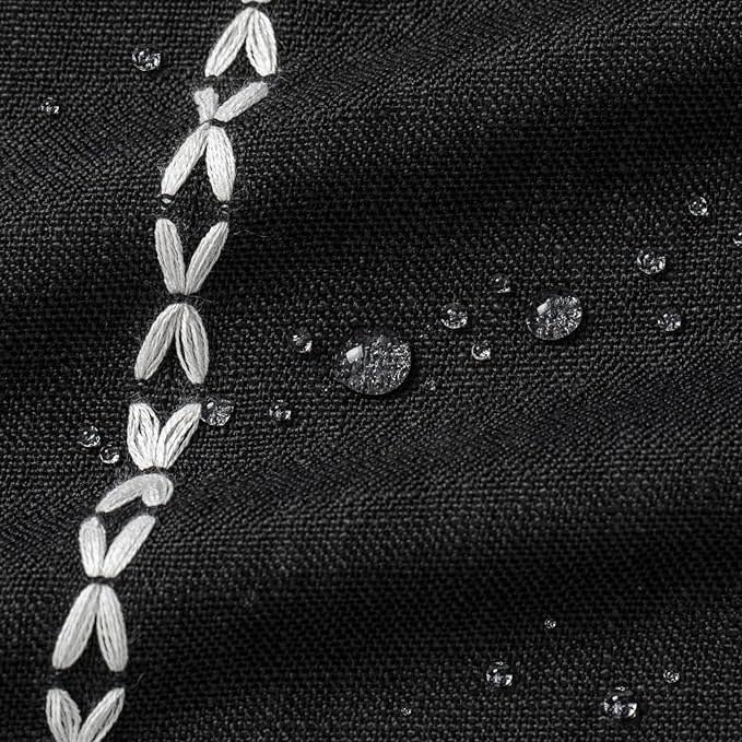 MitoVilla Boho Long Shower Curtain 72 x 78, Black Farmhouse 78 inch Long Polyester Linen Fabric Shower Curtains with Tassel for Chic Cottagecore French Rustic Bathroom Decor