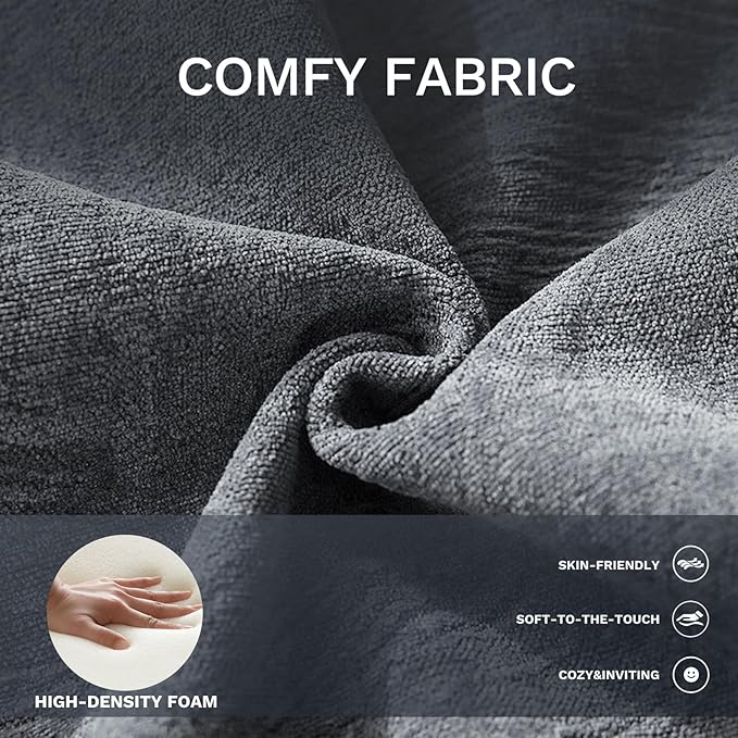 COLAMY Accent Single Sofa Chair with Arms,Comfy Upholstered Reading Accent Chairs for Bedroom,Single Sofa Chair with Wood Legs (Dark Grey)