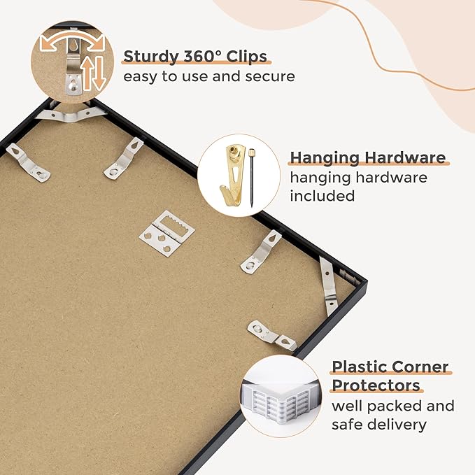 24x36 Metal Picture Frame For Wall With Mat For 20x30, 24''x36'' Aluminum Photo Frames With Tempered Glass For Home Decor, Minimalist Modern Poster Frame Horizontal And Vertical Formats, Black