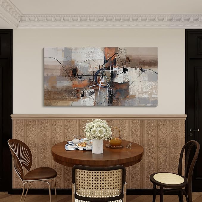 YDYSUNE Abstract Canvas Wall Art, Modern Wall Decor Painting, Brown Room Decorations, Orange Wall Art for Living Room, Bedroom, Office Artwork Wall Decor 29×58IN