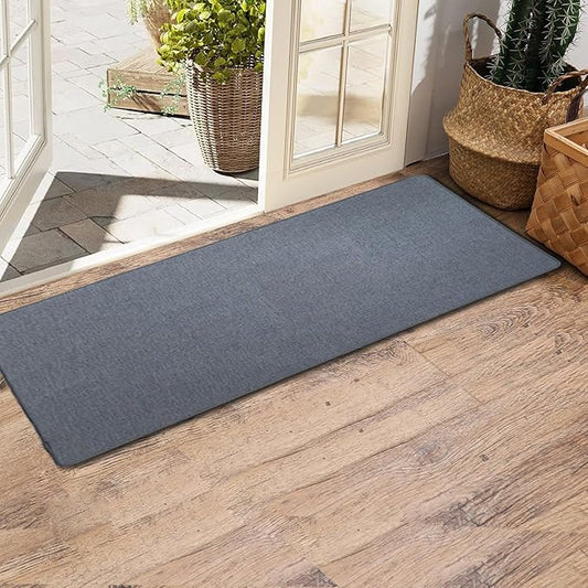 Yancorp 3'x5'Ultra Thin Big Gray Bathroom Rugs,Low Profile Bath Mat Non Slip Fit Under Door Absorbent Shower Rug Washable Large Indoor Door Mat