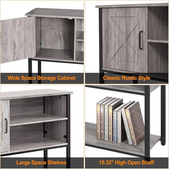 41" Console Table with Storage Cabinet, Sofa Table with Storage Shelves, Coffee Bar Table, Sofa Entryway Tables for Entry Way, Behind Couch Table for Living Room Hallway, Gery