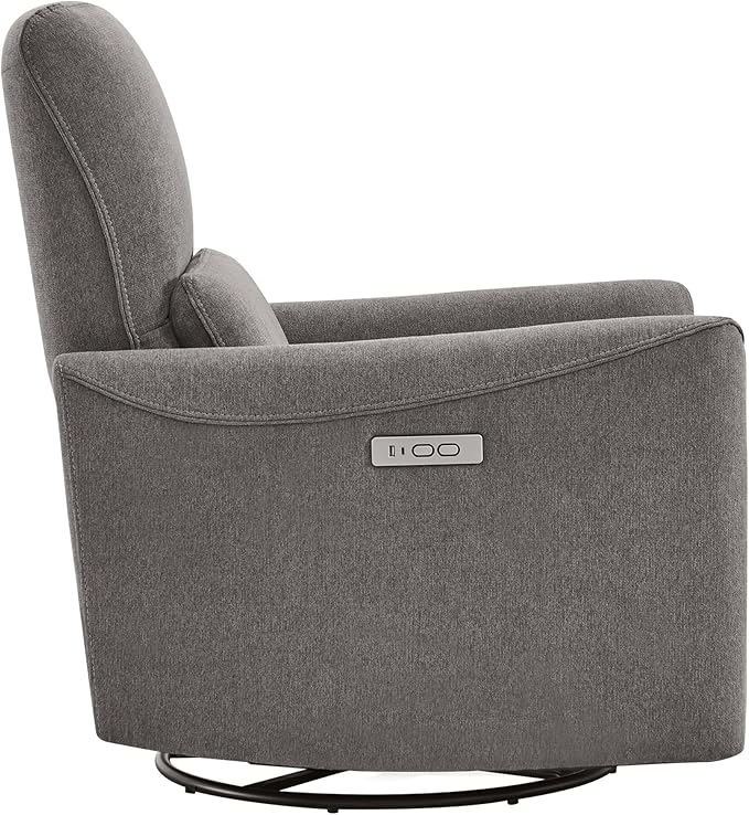 CHITA Power Recliner Chair Swivel Glider, FSC Certified Fabric Living Room Reclining Sofa Chair with Lumbar Support, Metal Grey