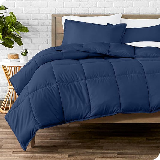 Bare Home Comforter Set - Oversized King Size - Ultra-Soft - Goose Down Alternative - Premium 1800 Series - All Season Warmth (Oversized King, Dark Blue)