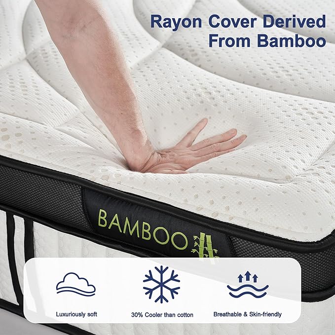 Suiforlun Queen Mattress, 14 Inch Euro Top Gel Memory Foam and Pocket Coils Innerspring Hybrid Mattress Queen with 7 Premium Layers, Targeted Support, Medium Firm, 120 Nights Trial, 60"*80”