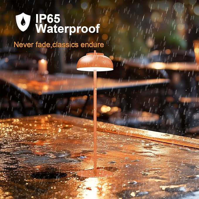 Orange Table Lamp Set of 2 Rechargeable,Table Lights Battery Operated-IP65 Waterproof-for Outdoor Patio/Restaurants/Home/Dinner/Table Lighting-Touch Control & Dimmable