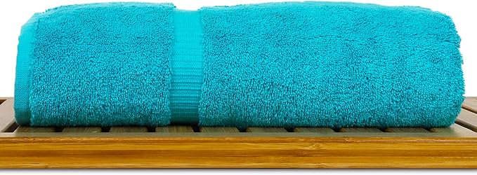 Luxury Hotel & Spa Collection Highly Absorbent, Quick Dry 100% Turkish Cotton 700 GSM, Eco Friendly Towel, for Bathroom Dobby Border Soft Bath Towel Set 27 X 54 (Aqua Blue, Bath Towels - Set of 2)