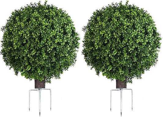 QIANYUN Artificial Boxwood Ball Bush- Faux Boxwood Decorative Balls for Backyard, Balcony,Garden, Wedding and Home Décor (2, 22inch)