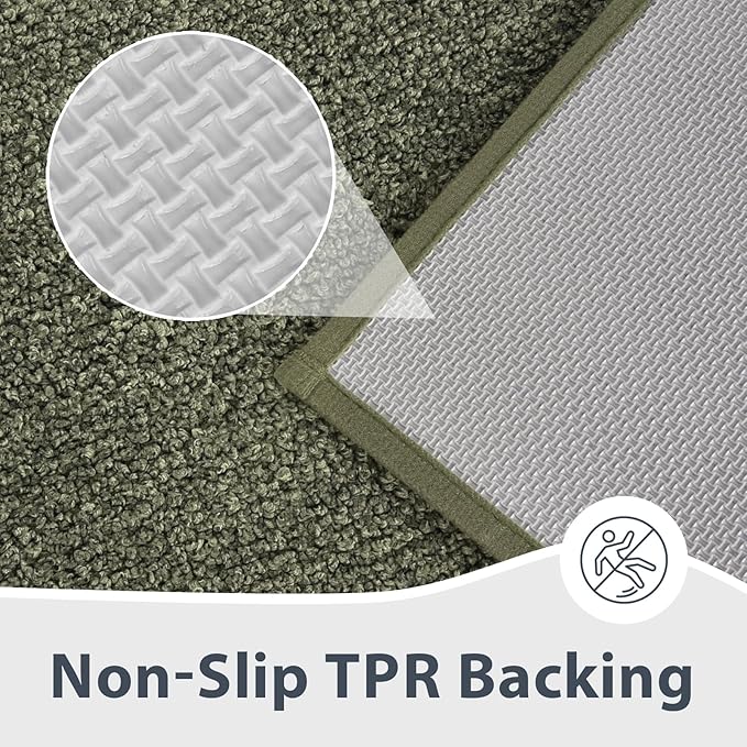 Bathroom Rugs 30" x 60", Non-Slip Extra Soft Absorbent Bath Rugs, Machine Washable Quick Dry Bath Mats for Bathroom Floor, Shower, Bathtub and Sink, Budding Green & Sage Green