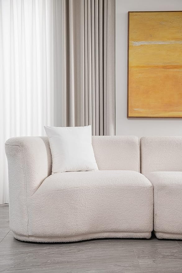 DEZENE Decorative Pillow Cases 20x20 White: 2 Pack Cozy Soft Polyester Square Throw Pillow Covers for Farmhouse Home Decor