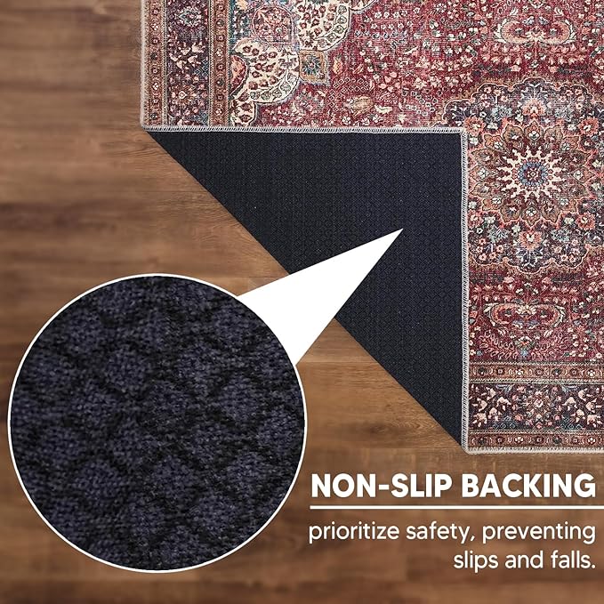 Keen Home Design 2x12 Rug - Machine Washable Runner Rug with Non-Slip Backing, Ideal for Hallway, Entryway, Kitchen, Laundry Room - Vintage, Easy Clean, Durable, Low Pile - (2'6" x 12')