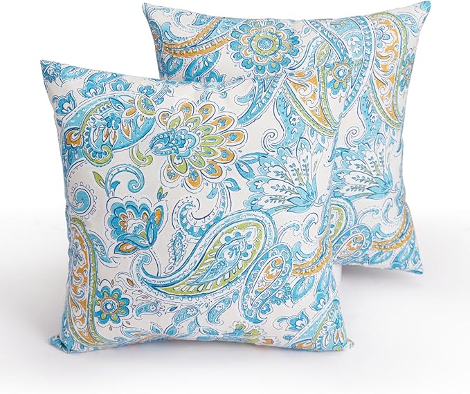 Throw Pillows Waterproof 18×18 Inch with Insert, Decorative Toss Pillows Set of 2, Rain-Proof, Fade Resistant for Patio Furniture, Sofa, Couch, Garden