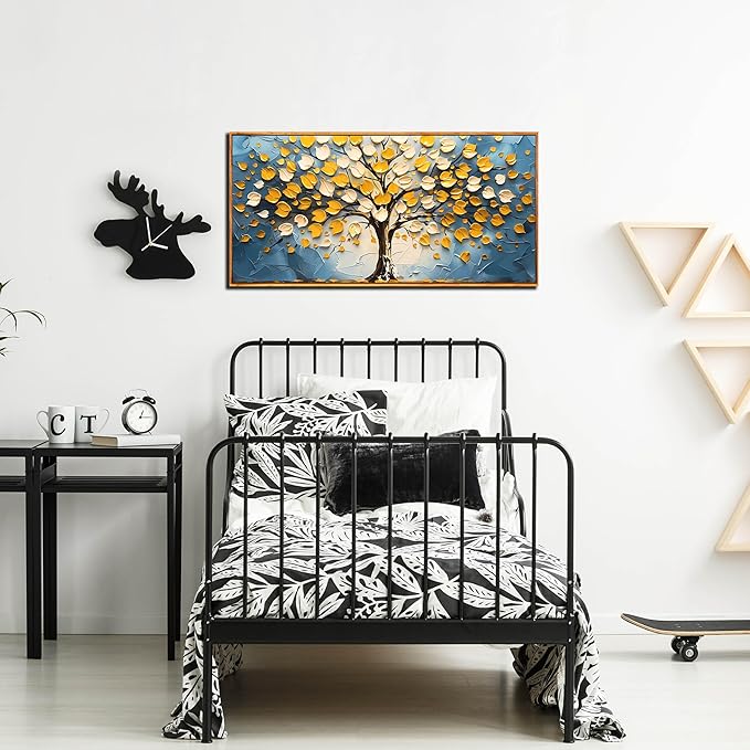 Tree Canvas Wall Art for Living Room - Modern Pictures Wall Art for Office - Wooden Framed Wall Art for Bedroom Size 20" x 40"