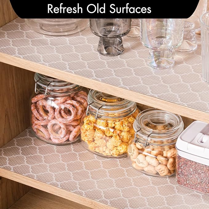 Cooyes Shelf Liner for Kitchen Cabinets – Non-Adhesive Waterproof Drawer Liner – Durable EVA Material Easy-to-Cut Shelf Paper for Refrigerator, Cupboard, Dresser with Modern Pattern