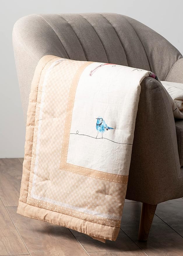 Maison d' Hermine Throw Blanket for Couch Lightweight Soft Warm Breathable Cotton Throw Blankets for Bed Girls Boys Women Men Gifts Sofa Travel Living Room Chair Bedding (50"x60", Birdies On Wire)
