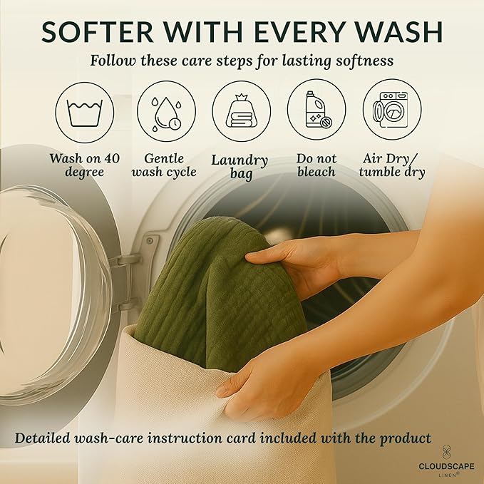 Soft 4 Layer Muslin Blanket Twin Size, 100% Cotton Blanket for Couch, Bed, Sofa, Pre-Washed Gauze, Best for Summer, 68x92, Olive Green