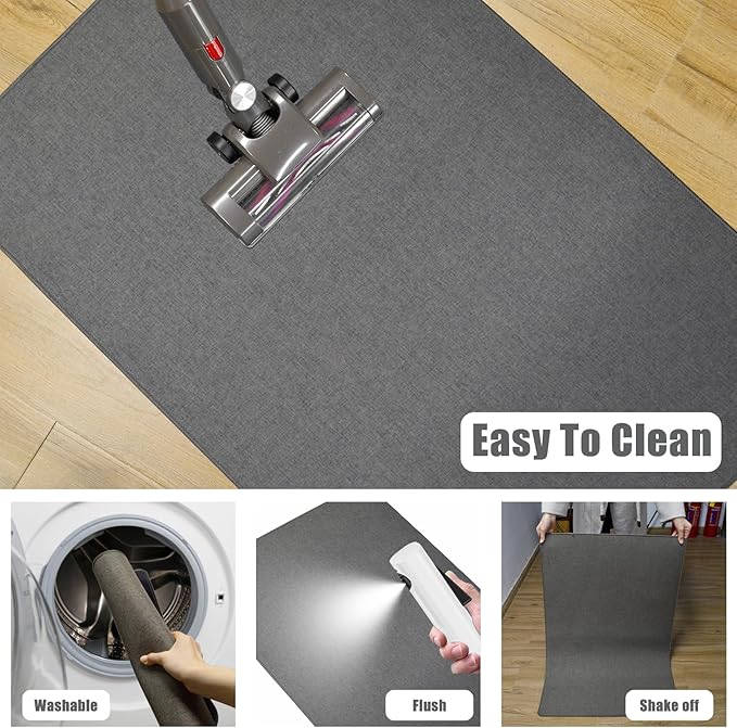 Yancorp 2.6'X4' Ultra Thin Big Bathroom Rugs,Low Profile Bath Mat Non Slip Fit Under Door Absorbent Shower Rug Washable Large Indoor Door Mat