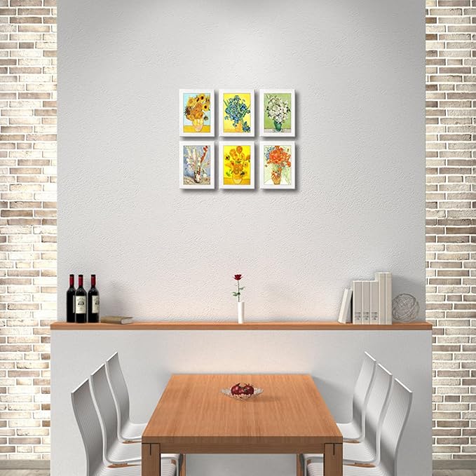 5X7 Picture Frame Set of 6 with Real Glass for Pictures 4x6 with Mat or 5x7 Without Mat, Wall or Tabletop Gallery Photo Frames White